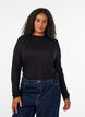 Bluse med h&oslash;y hals i viskosestoff, Svart, Model image number 0