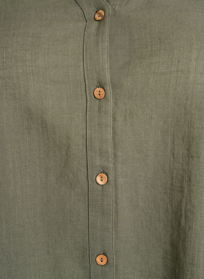 Bluse i bomull med V-hals, Gr&oslash;nn, Packshot image number 2