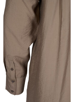 Lang viskoseskjorte med lommer og splitt, Brindle, Packshot image number 3