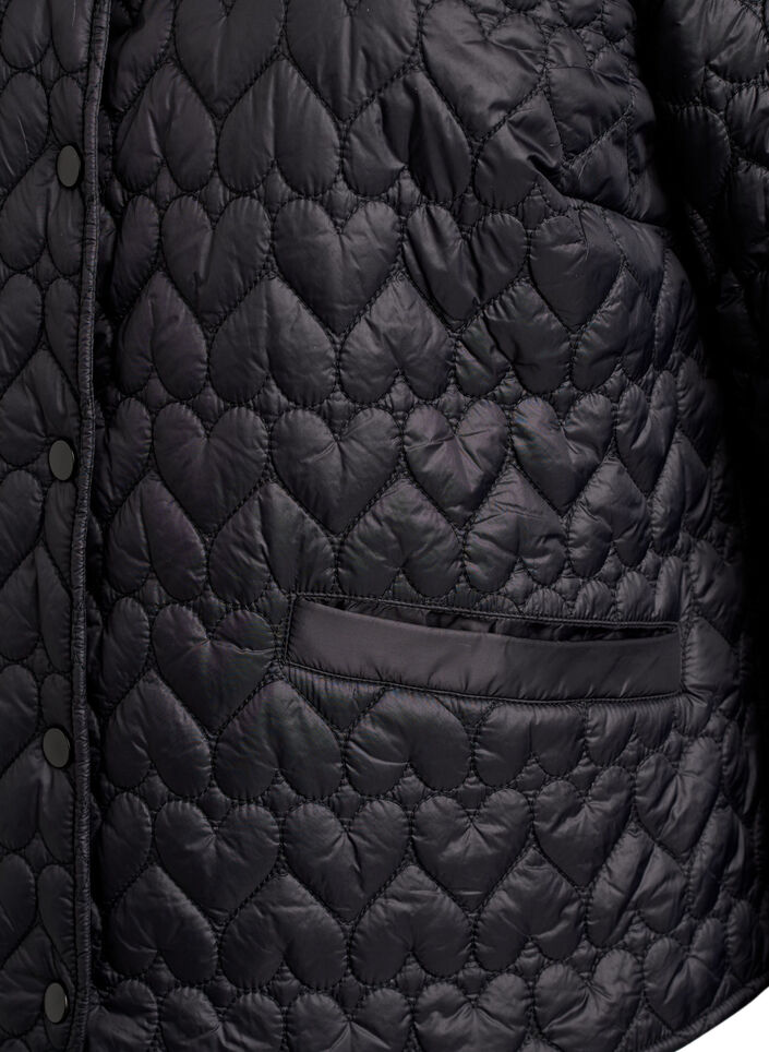 Lett polstret jakke med dekorativ quilting, Svart, Packshot image number 3