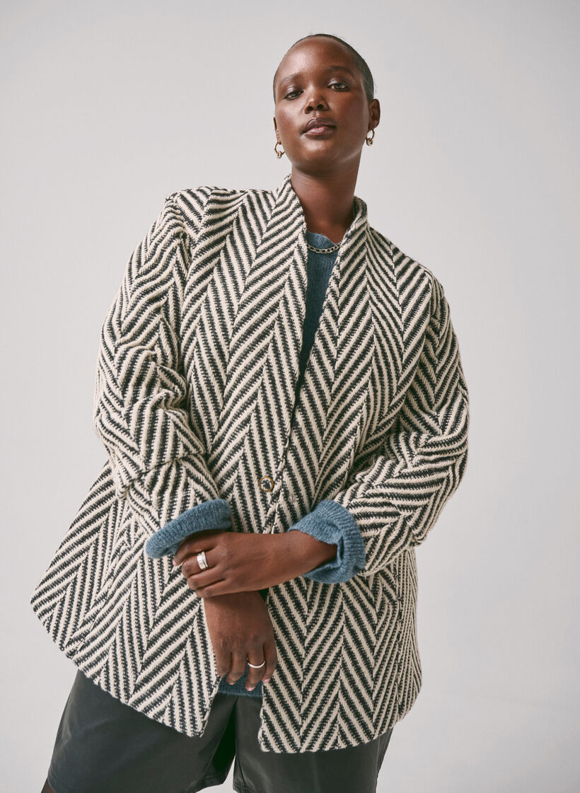 Mønstret jakke, Black w. White, Image image number 0