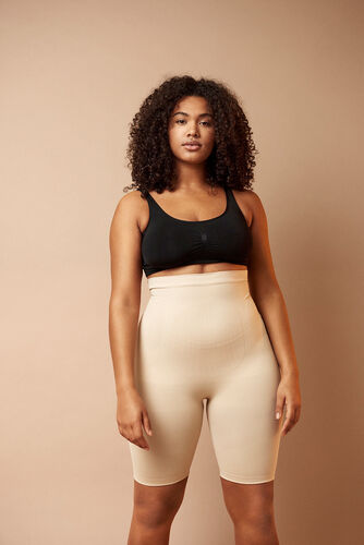 Shapewear shorts med høyt liv, Nude, Image image number 1