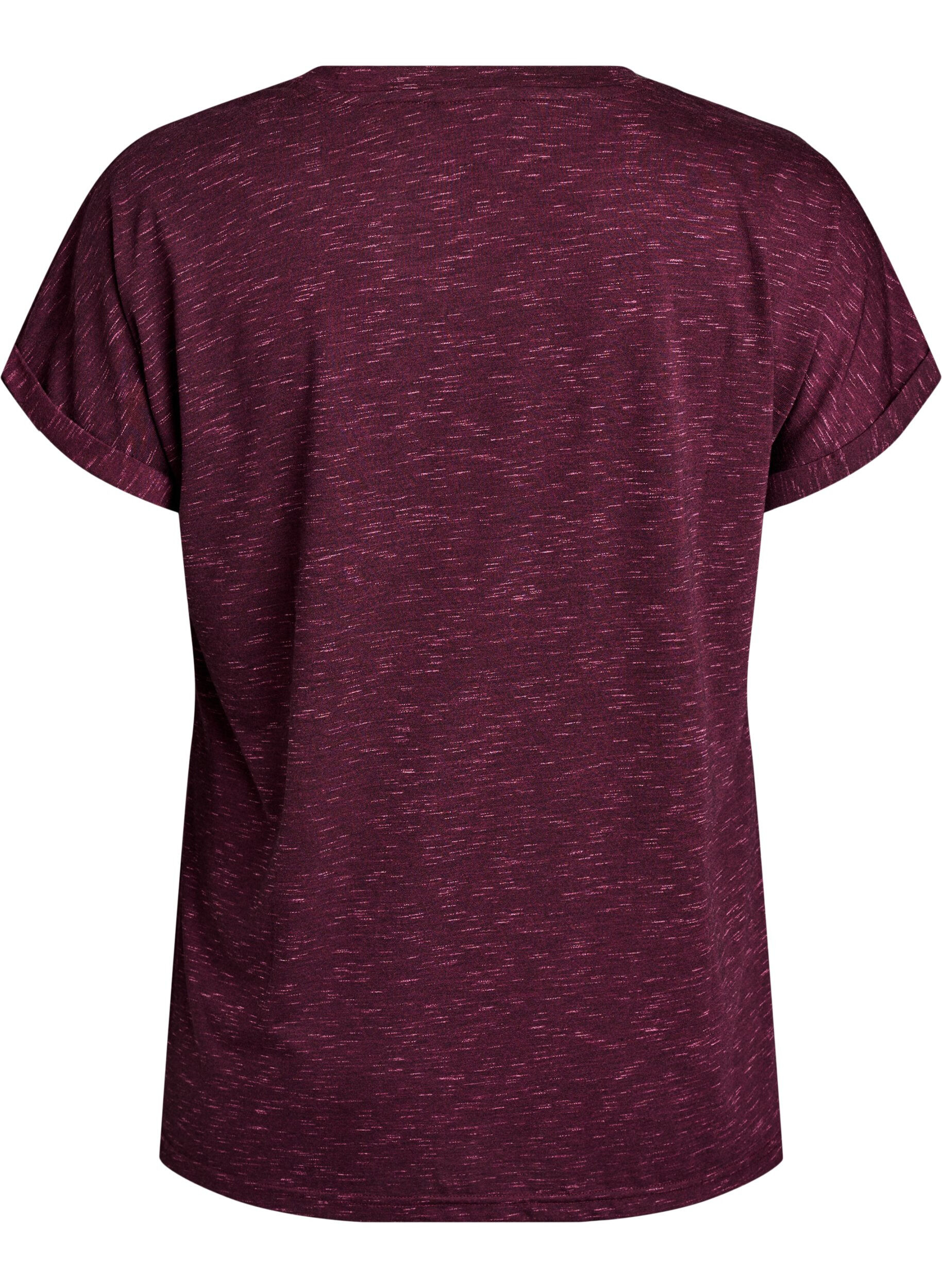 ZizziL&oslash;s trenings-T-skjorte med korte ermer, M&oslash;rk Bordeaux, Packshot image number 1