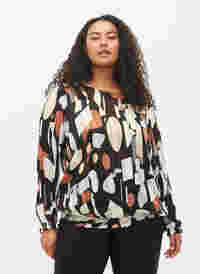 Mønstrete bluse med smock, Graphic AOP, Model