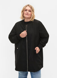 Lang bomberjakke med lommer, Black, Model
