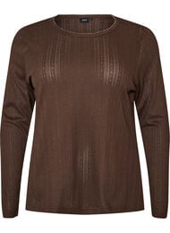 &Oslash;kologisk bomulls pyjamatopp med hullbroderi, Brun