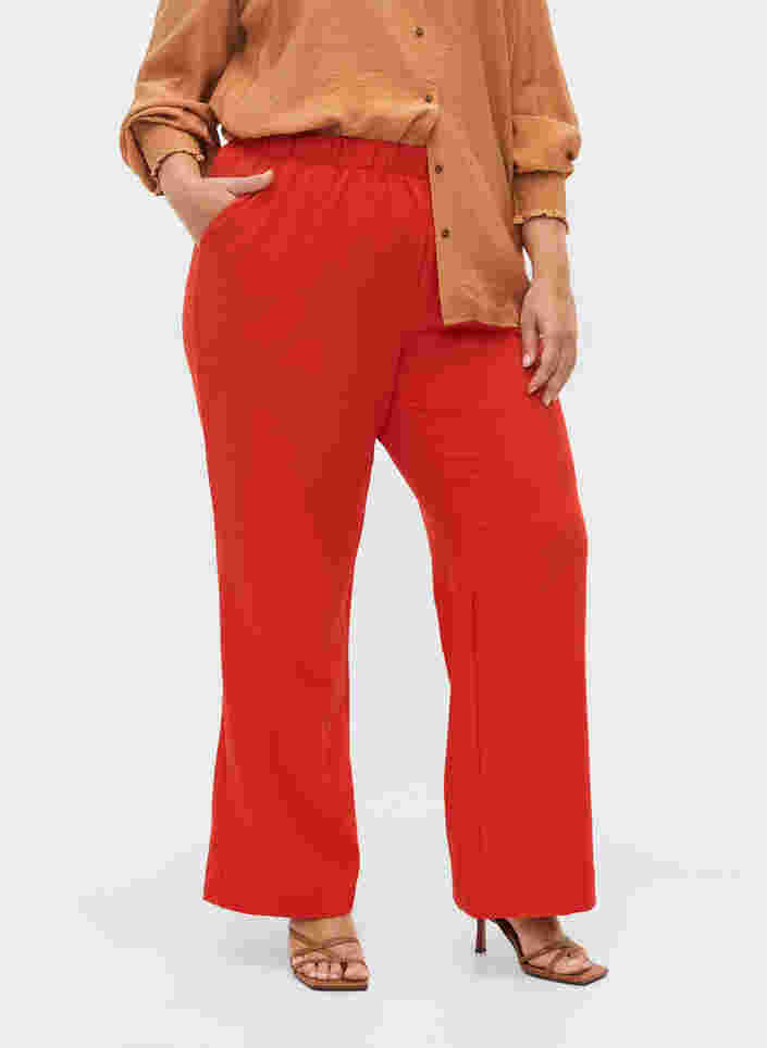 Slengbukser med lommer, Fiery Red, Model image number 3