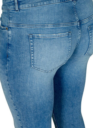 Slim fit Emily jeans med normal høyde på livet, Blue denim, Packshot image number 3
