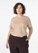 Basic T-skjorte i bomull med rund hals, Beige, Model image number 0