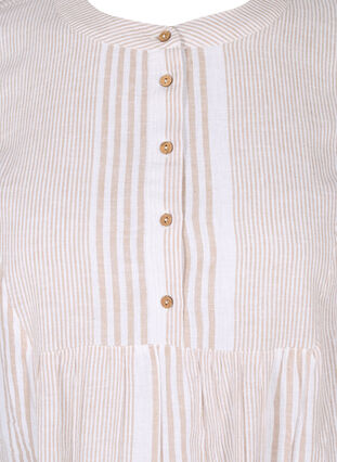 Kortermet tunika med knapper, White Taupe Stripe, Packshot image number 2