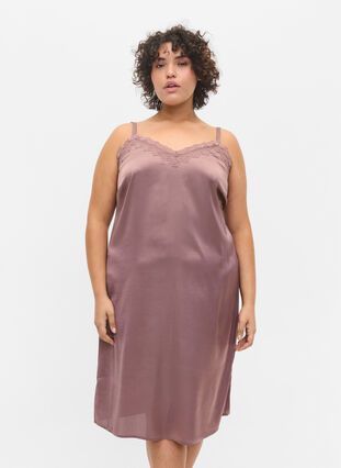 Ermeløs nattkjole med blonder og ryggdetalj, Sparrow, Model image number 0