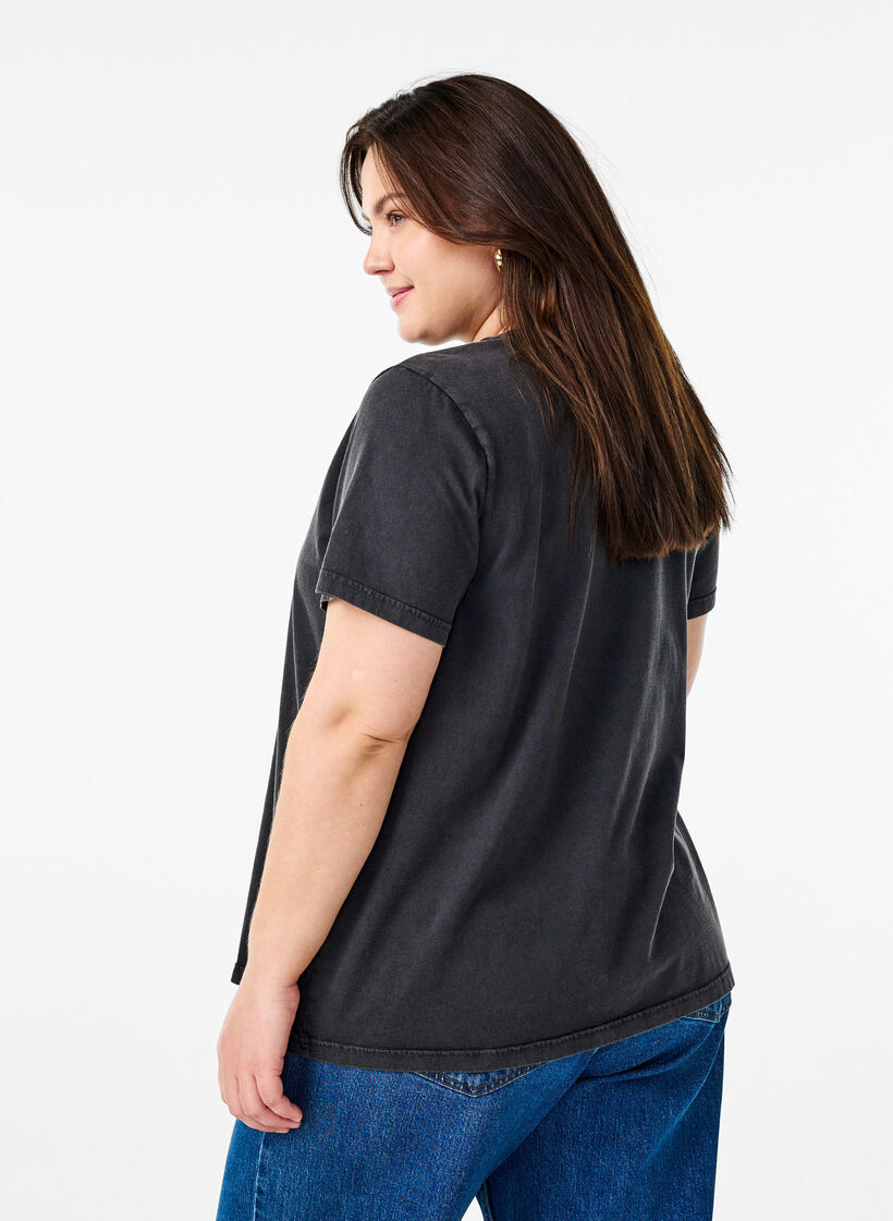 T-skjorte i økologisk bomull med et kult trykk, Grå, Model image number 2