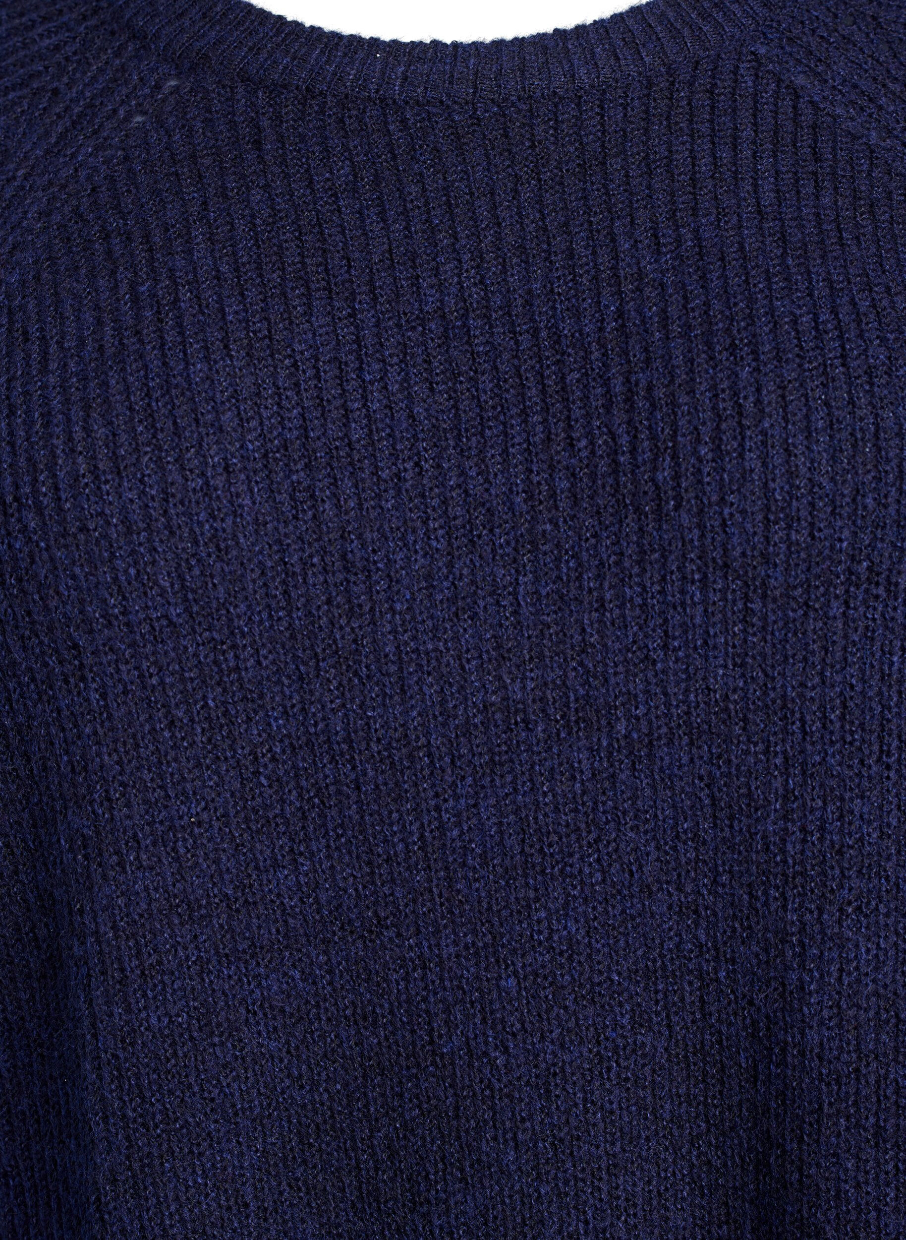 ZizziRibbestrikket genser med 3/4 ermer, Bl&aring;, Packshot image number 2