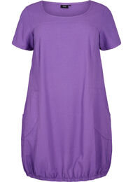 Kortermet kjole i bomull, Deep Lavender