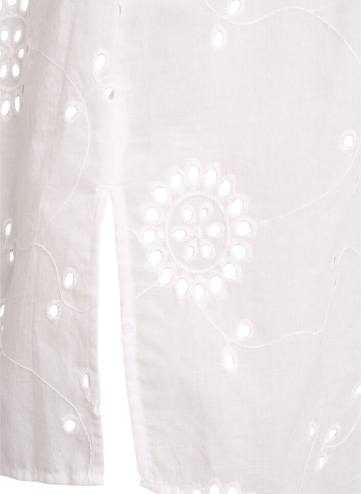 Bomullstunika med broderi anglaise, Hvit, Packshot image number 3