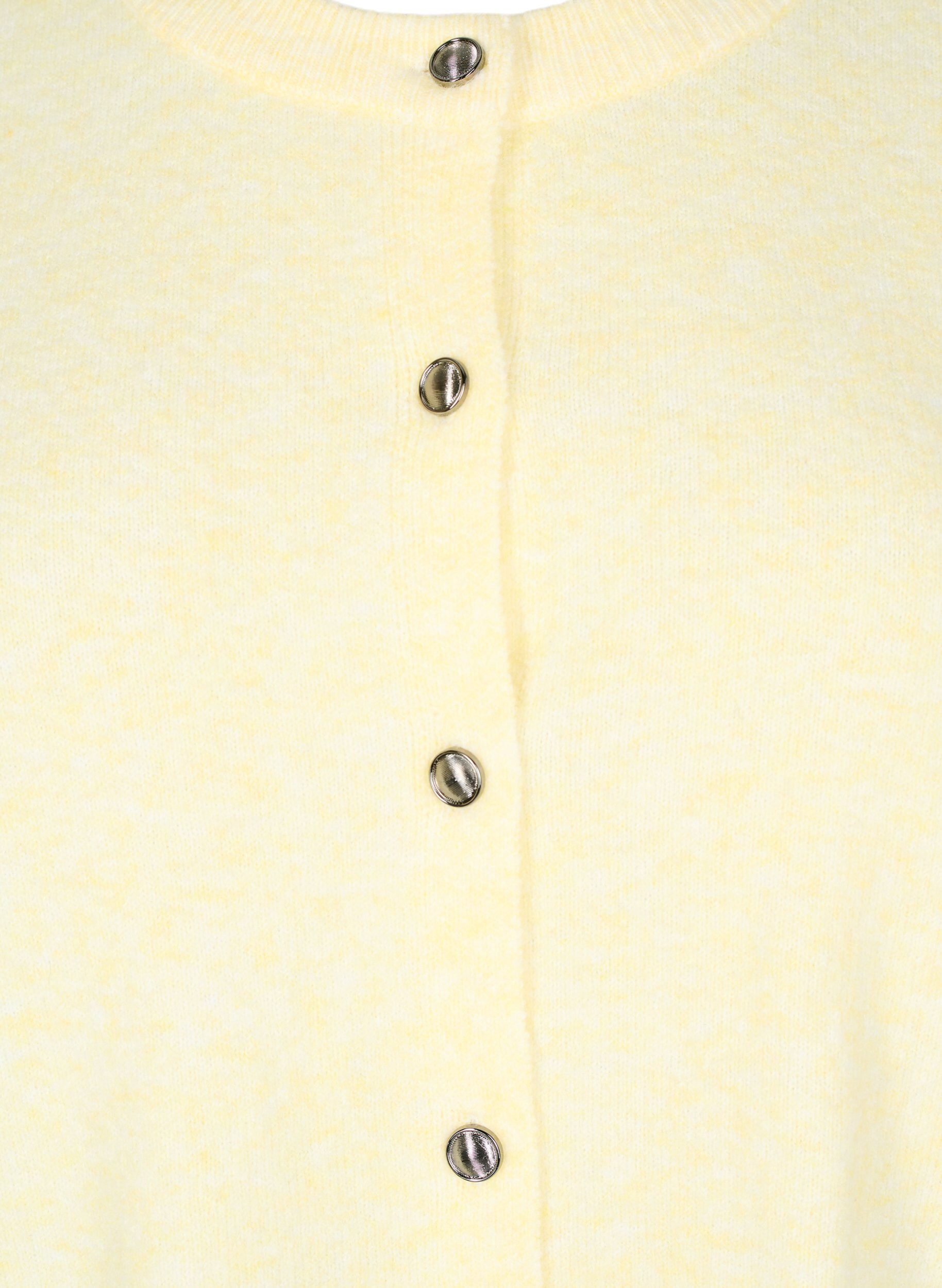 ZizziStrikket cardigan med korte ermer, Gul, Packshot image number 2