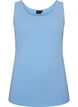 Ensfarget basic topp i bomull, Bl&aring;, Packshot image number 0