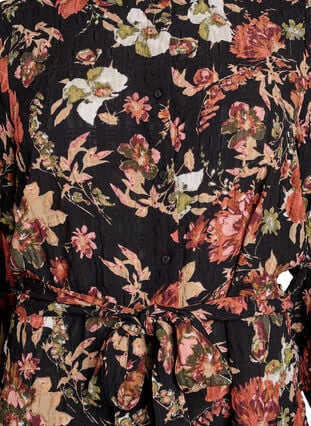 Zizzi Midikjole med blomstertrykk og avtakbart knytebelte, Svart, Packshot image number 2