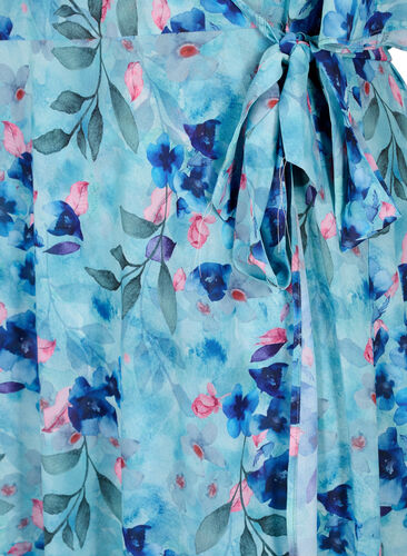Kortermet omslagskjole med blomstermønster, Trellis AOP, Packshot image number 3