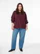 Strikkebluse med b&oslash;lgete kanter, M&oslash;rk Bordeaux, Model image number 1