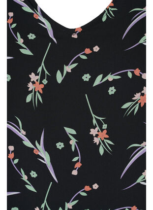 Bluse med blomstermønster og 3/4-ermer, Black AOP, Packshot image number 2