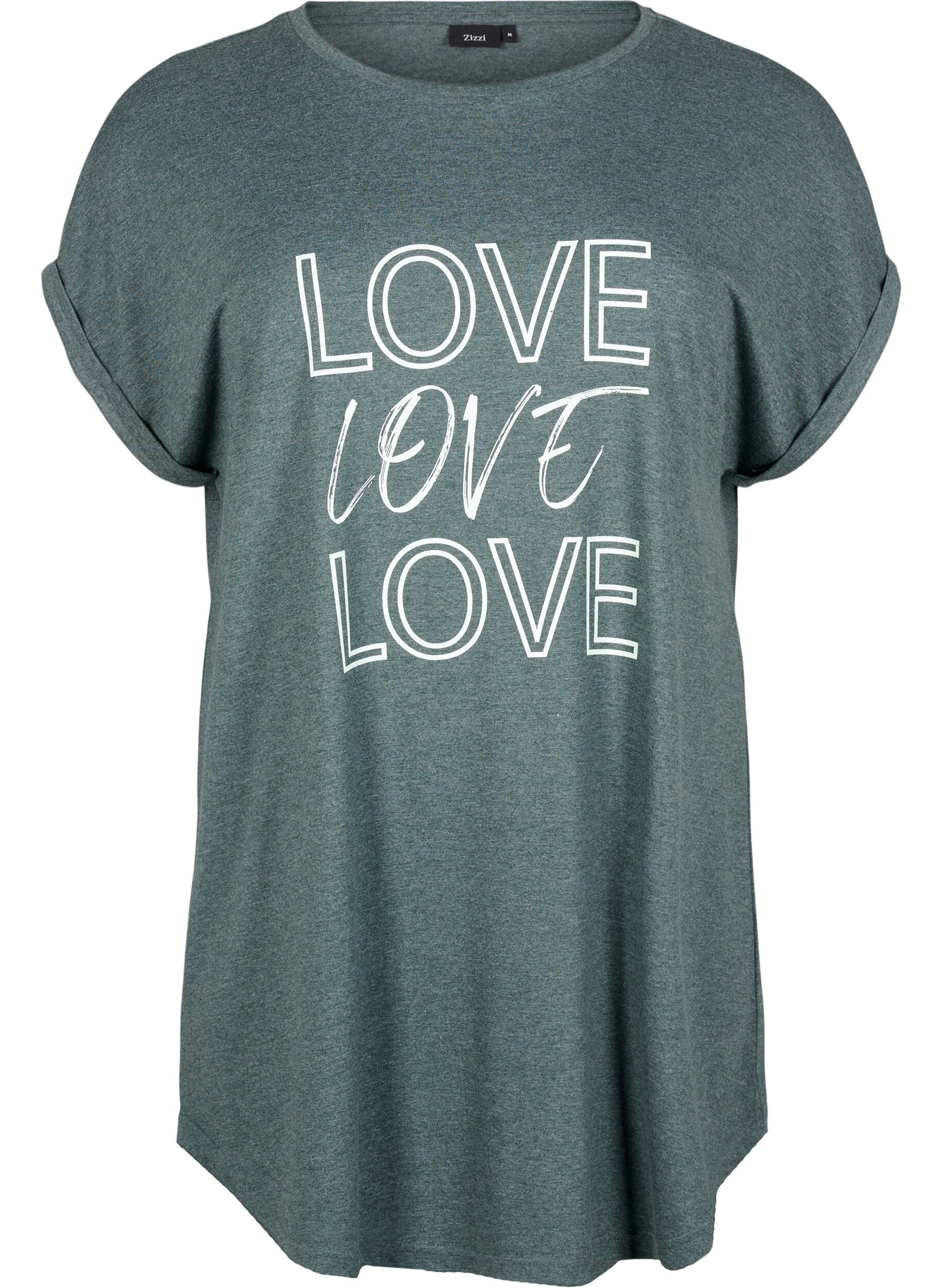 Zizzi Kortermet nattkjole med teksttrykk, , Packshot image number 0