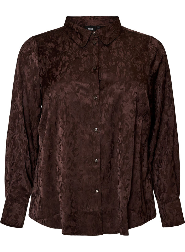 Skjorte med tone-i-tone paisleym&oslash;nster, Brun, Packshot image number 0