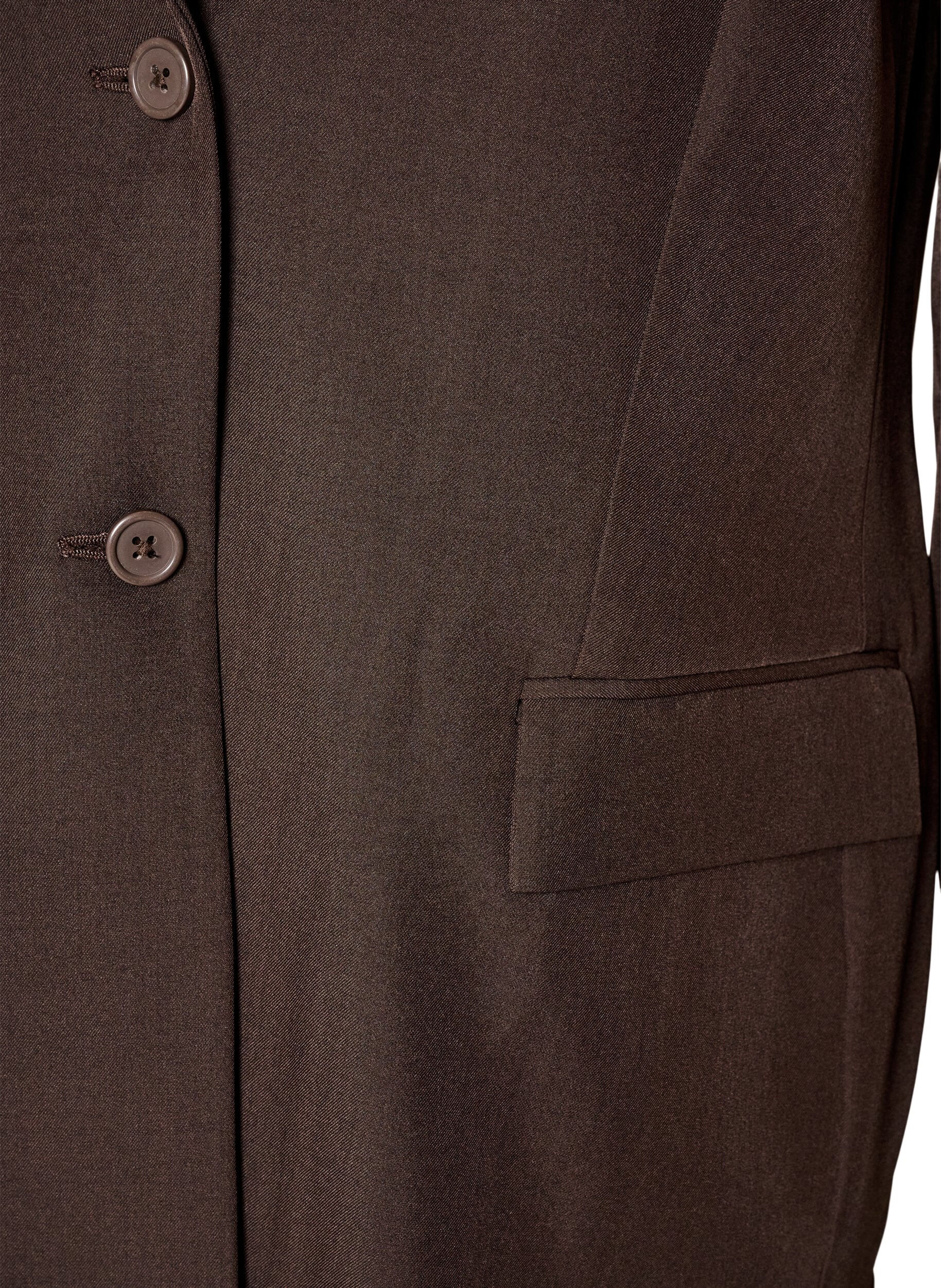 ZizziBlazer med lommer og splitter, Brun, Packshot image number 2