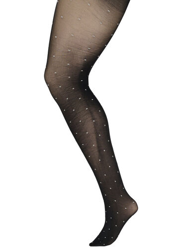 Zizzi 70 denier strømpebukser med prikker, Black w. Dot, Packshot image number 0