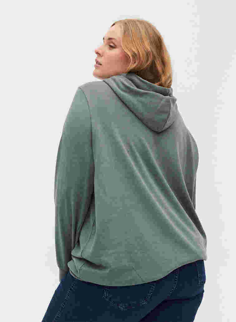 Sweatshirt med hette, Balsam Green Mel, Model image number 1