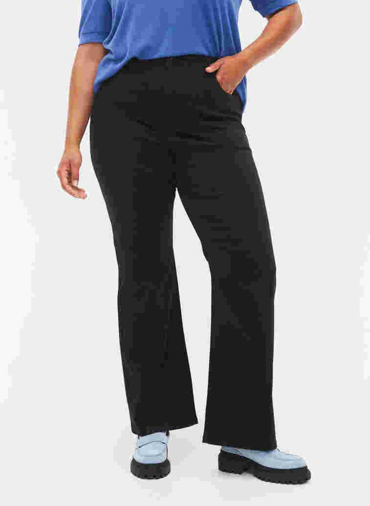 Jeans med sleng og ekstra høyt liv, Black, Model image number 2