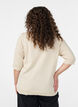 Finstrikket bluse med korte ermer, Beige, Model image number 2