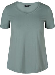 Basis T-skjorte med V-hals, Balsam Green