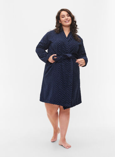Morgenkåpe i bomull, Navy Blazer, Model image number 2