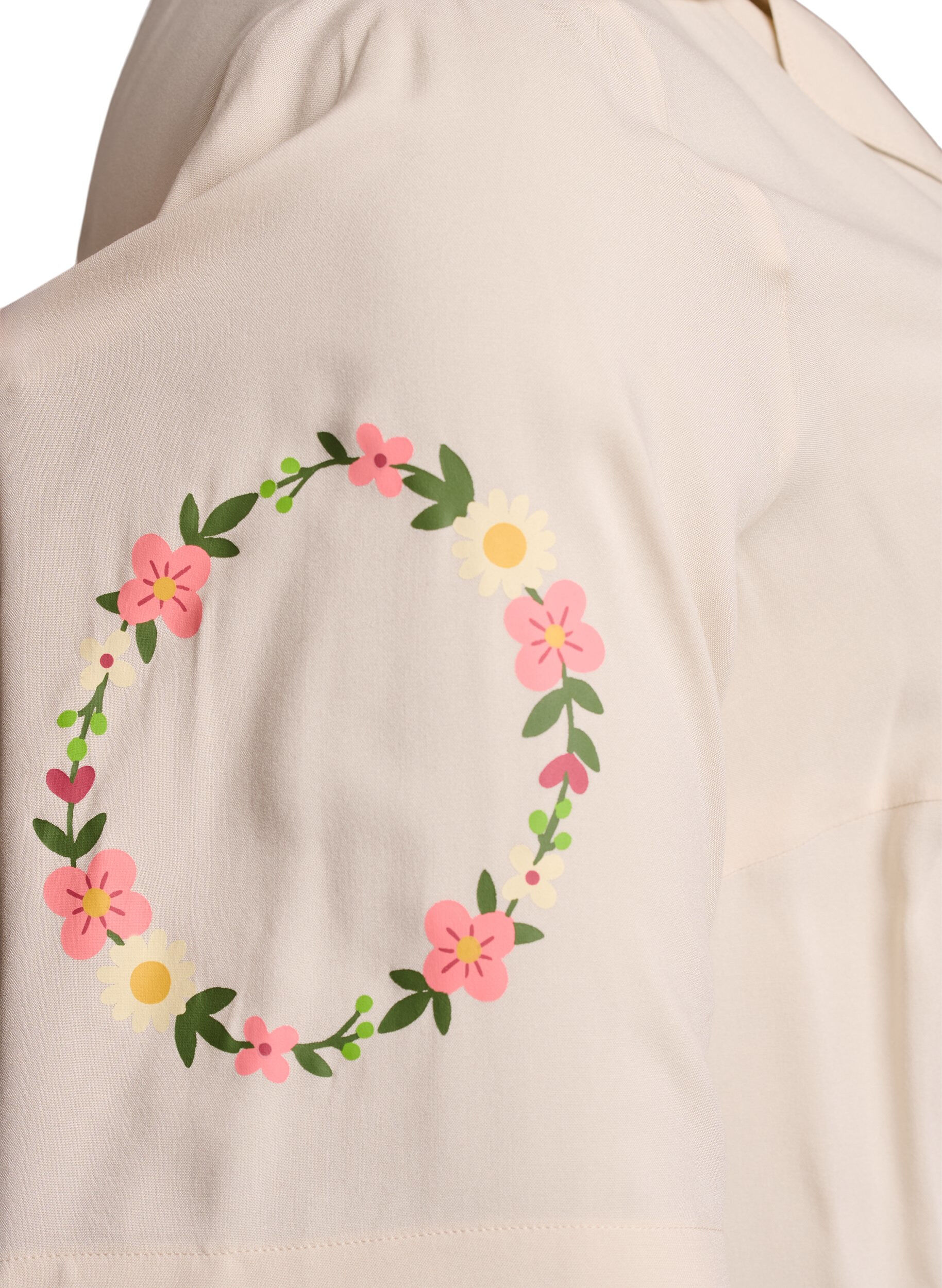 Zizzi Pyjamatopp i viskose med knyting og blomstertrykk, Beige, Packshot image number 3