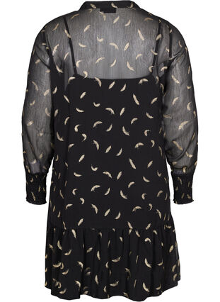Kjole med A-form og smock, Black, Packshot image number 1