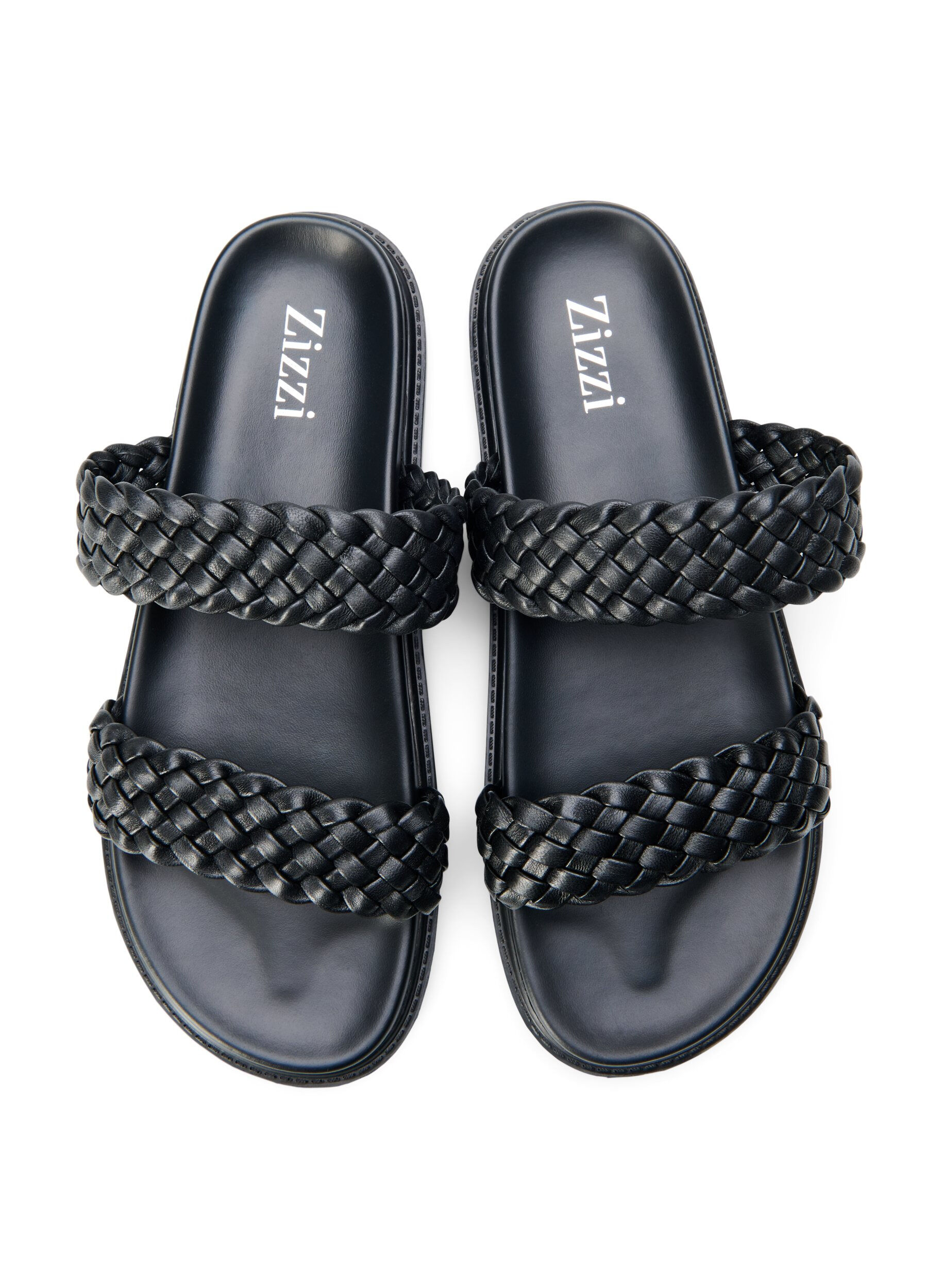 Zizzi Wide fit sandaler av skinn, Black, Packshot image number 3