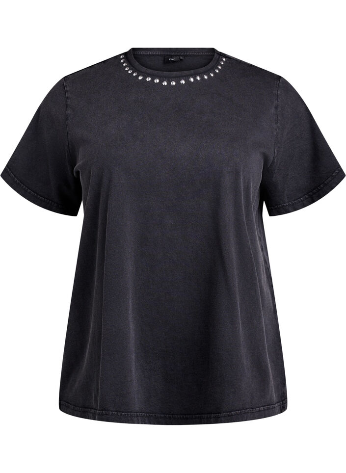 Økologisk bomulls-T-skjorte med nagler, Grey Wash Studs, Packshot
