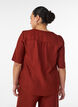 Skjortebluse med V-hals og korte ermer, R&oslash;d, Model image number 2