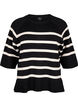 Strikket bluse med striper og 3/4 ermer, Black Birch Stripes, Packshot image number 0