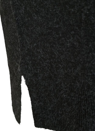 Strikket kjole med splitt i ermene, Dark Grey Melange, Packshot image number 4