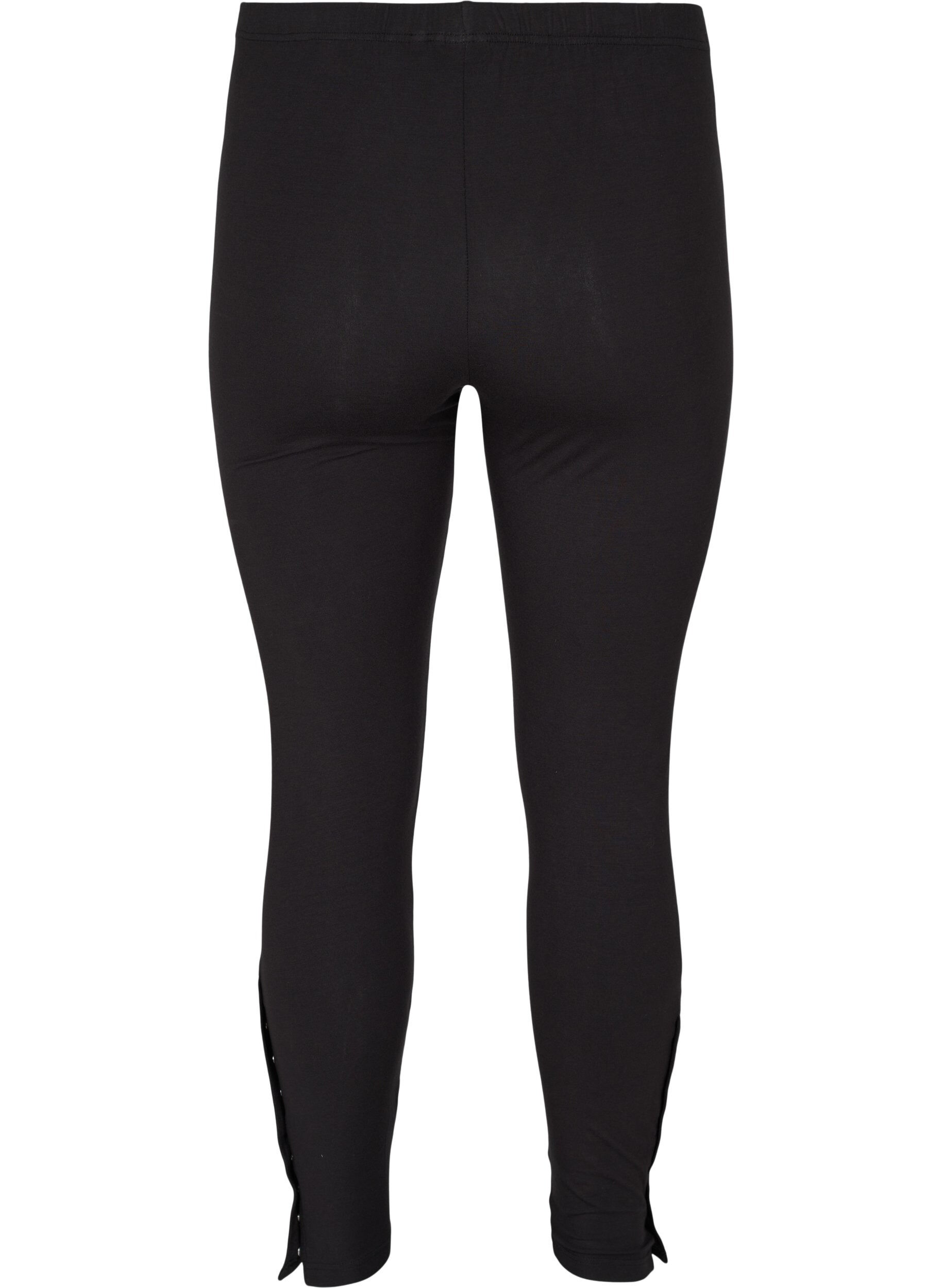 Zizzi Viskoseleggings med knapper, Svart, Packshot image number 1