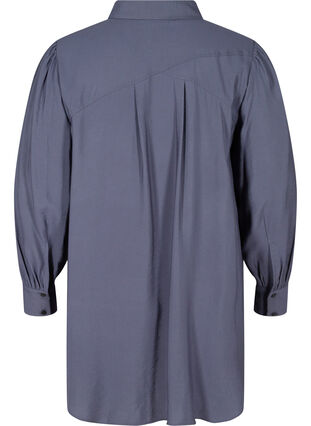 Lang ensfarget skjorte i en viskosemiks, Odysses Gray, Packshot image number 1