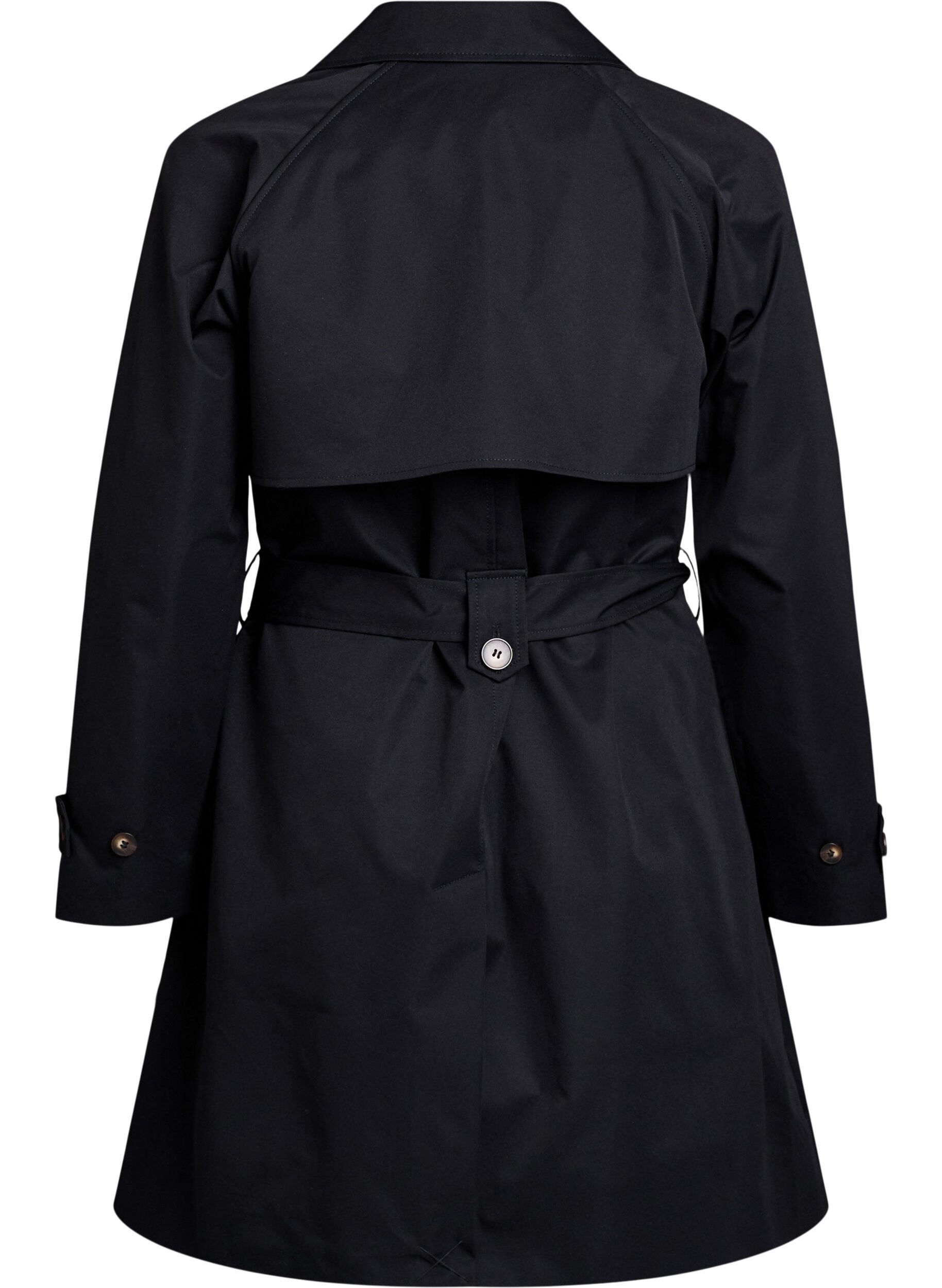 Zizzi Midilang trenchcoat med belte, Black, Packshot image number 1