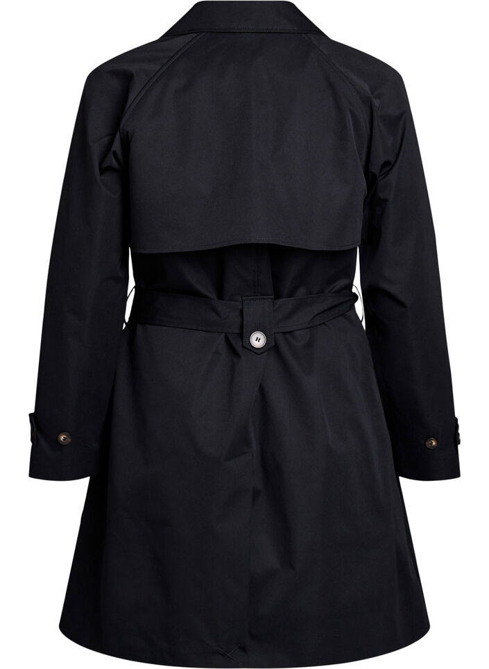 Midilang trenchcoat med belte, Black, Packshot image number 1