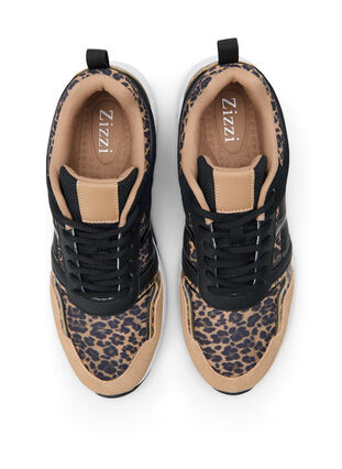 Sneakers med leopardmønster og bred passform, Leopard Print, Packshot image number 2