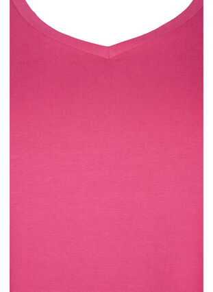 Ensfarget basis T-skjorte i bomull, Hot Pink, Packshot image number 2