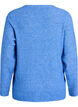 Melert strikkebluse med rund hals, Bl&aring;, Packshot image number 1