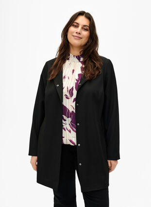 Zizzi Vårjakke med skjult knappestolpe, Black, Model image number 0