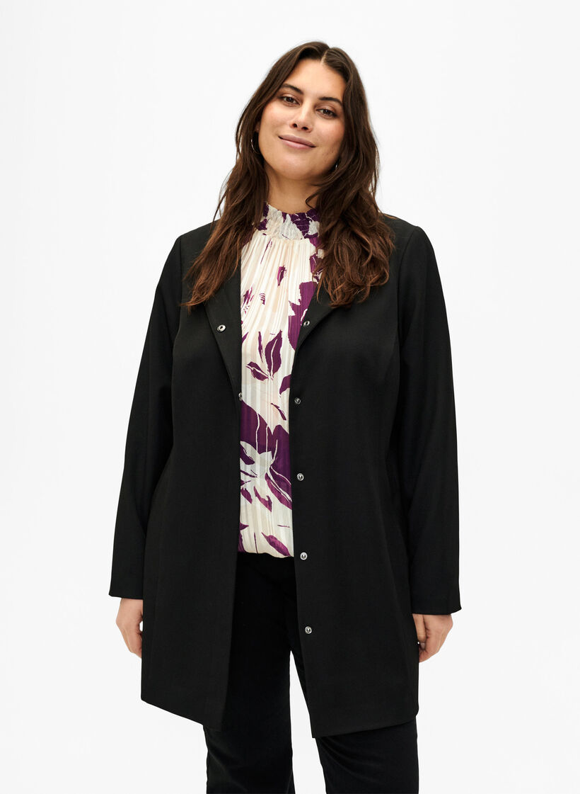 Vårjakke med skjult knappestolpe, Black, Model image number 0